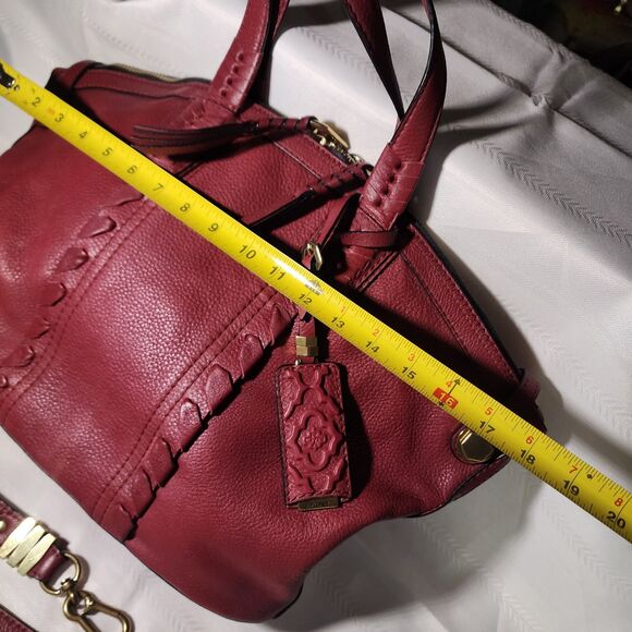 orYANY Cassie Raspberry Pebbled Leather XL Satchel Bag Detachable Shldr Strap - Picture 12 of 16